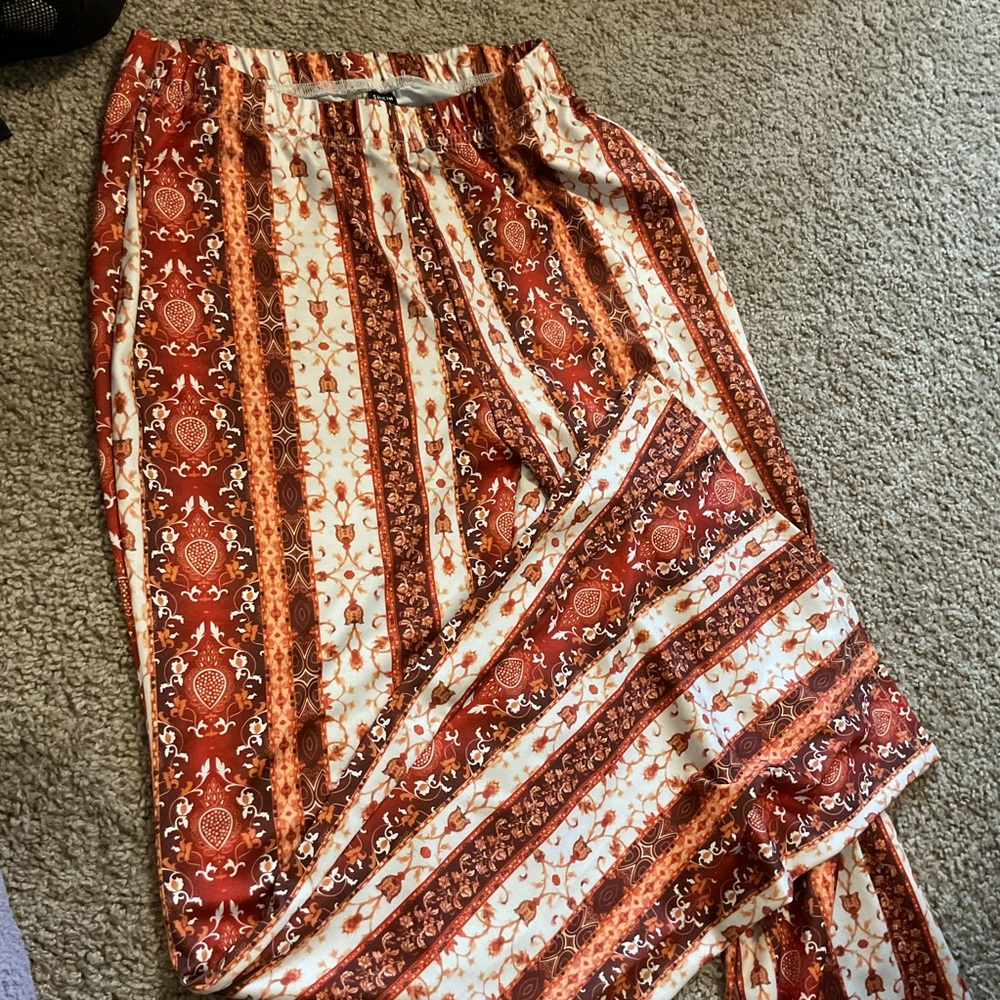 Bohemian Red and Cream Maxi Skirt